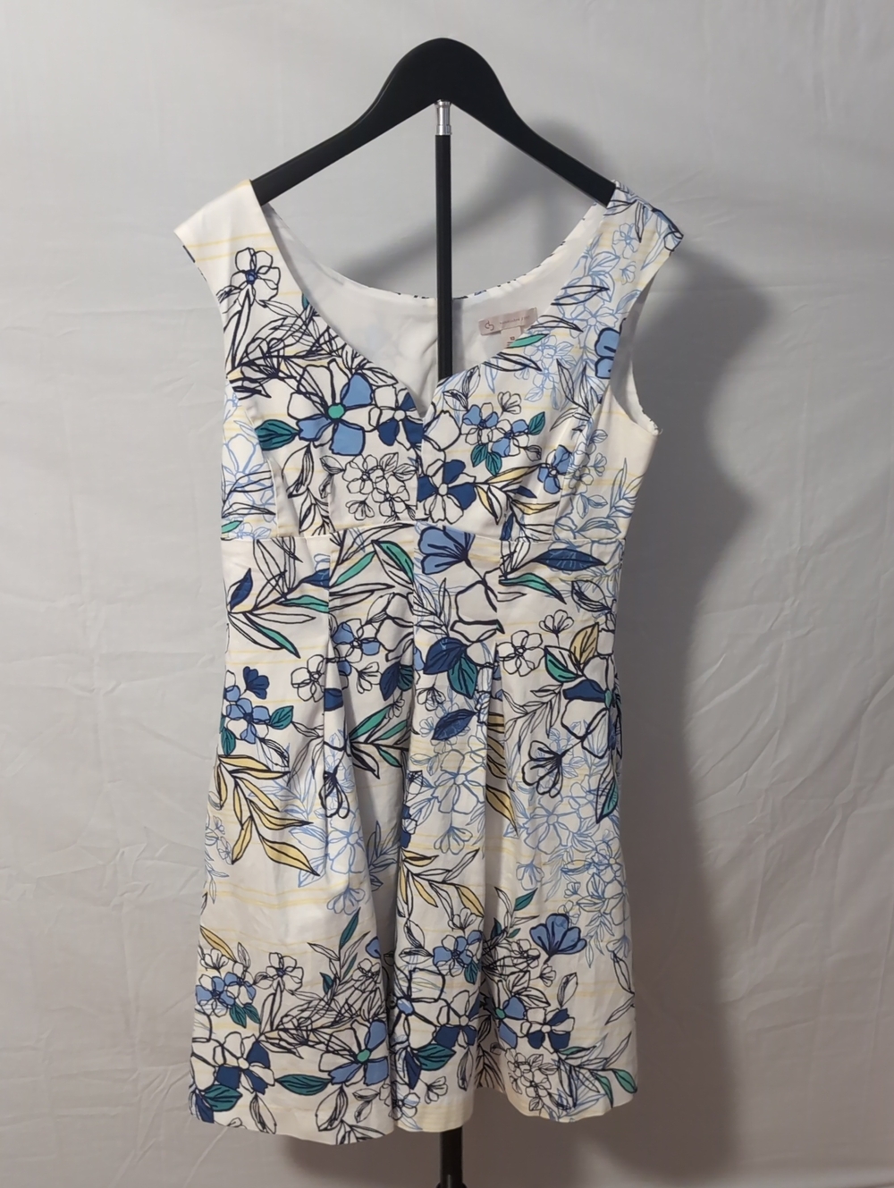 CB Established 1962 Dressbarn Floral Fit Flare Cotton Dress Pockets 10